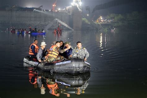 India bridge collapse death toll rises to 134, with 9 people arrested ...