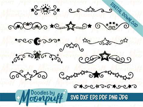 Hand-drawn Star Dividers SVG Cut File Star Border Decorative | Etsy