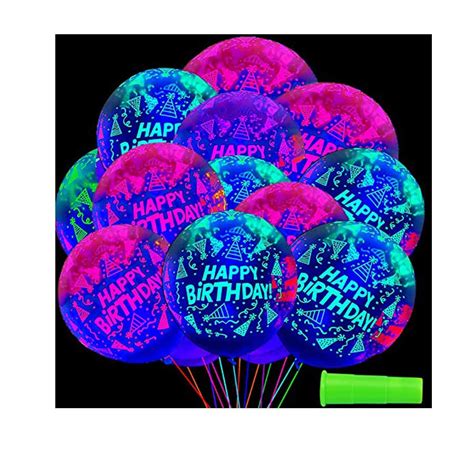 Neon Glow Balloons Glow in The Dark 10pcs (Black & White) – ShahebBiBi.com