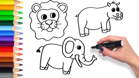 Learn to draw Safari Animals Compilation | Teach Drawing for Kids ...