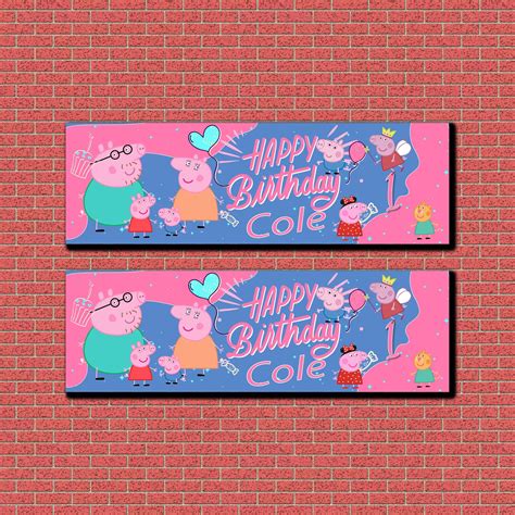 Peppa Pig Birthday personalised Banner Party own name own age | Etsy