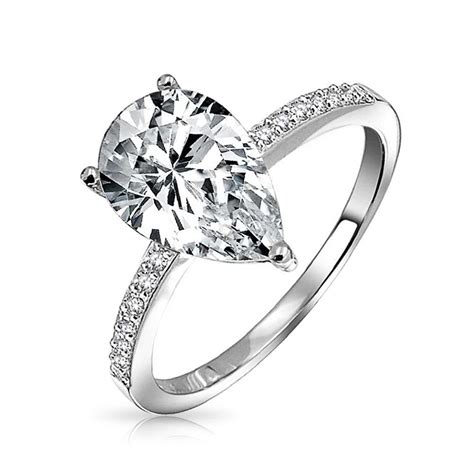 2.5CT Teardrop Solitaire CZ Engagement Ring Rose Plate Sterling Silver ...