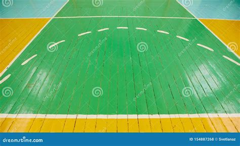 Old Cracked Floor of the Sports Hall with Markings for Basketball Stock ...