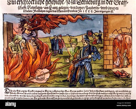 WITCHCRAFT - WITCH BURNING Witches being burned at Derneburg in 1555 ...