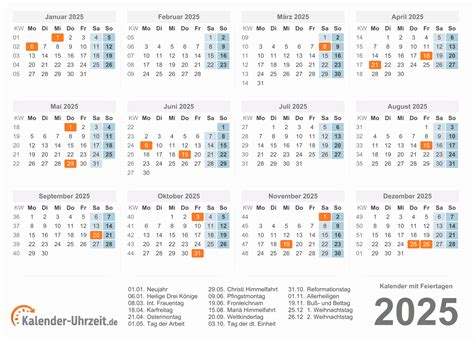 KALENDER 2025 ZUM AUSDRUCKEN - KOSTENLOS