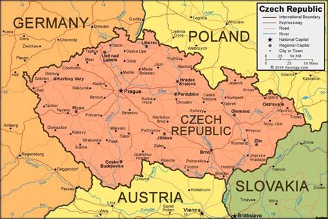 Czech republic map with cities - Map of Czech republic with cities ...