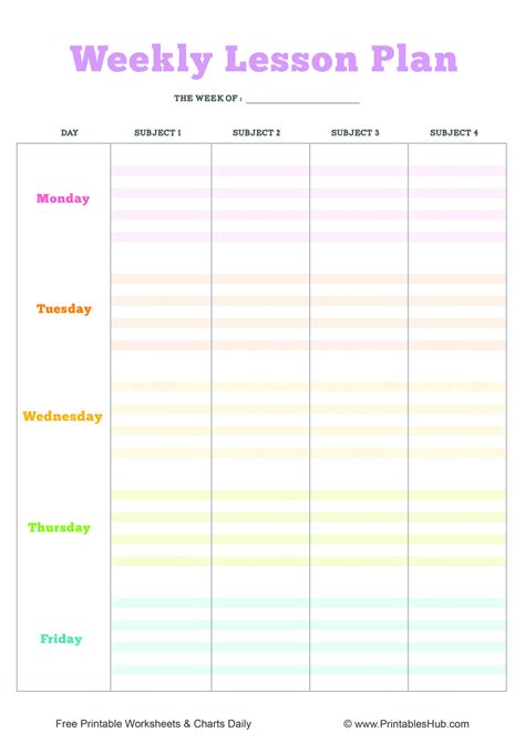 Weekly Lesson Plan Templates