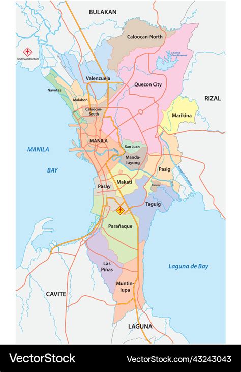 Metro manila map Royalty Free Vector Image - VectorStock