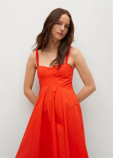 Cotton dress with seams - Women | Mango USA | Vestidos de algodón ...