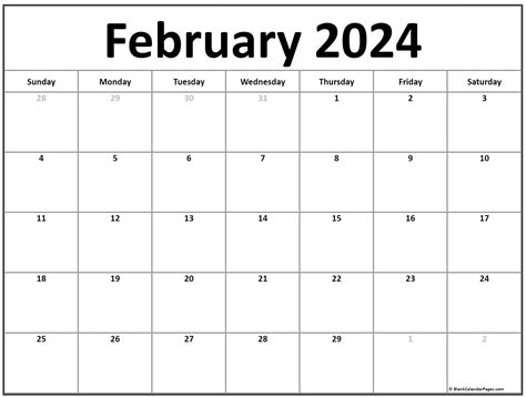 2024 February Calendar Template Printable Calendar - Pammy Batsheva