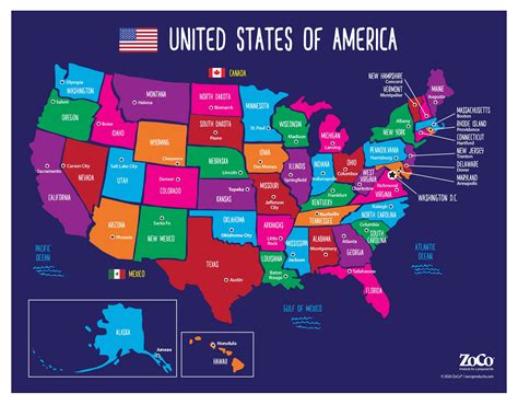 Buy of USA States and Capitals - Laminated, 17 x 22 inches - Colorful ...