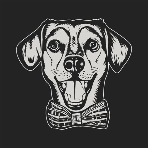 Dog head facing forward black and white logo 21473198 Vector Art at ...