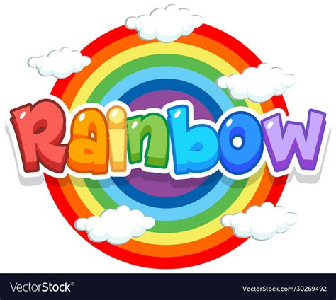 Font design for word rainbow with rainbow Vector Image