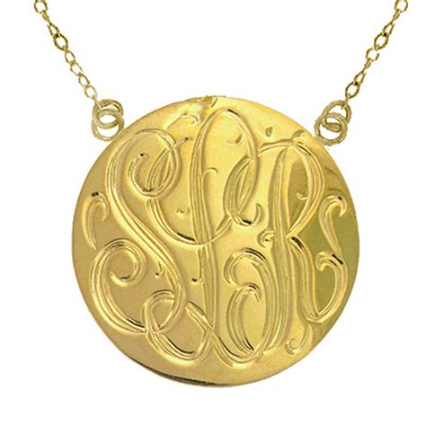 14K Solid Gold Engraved Disc Necklace - Be Monogrammed