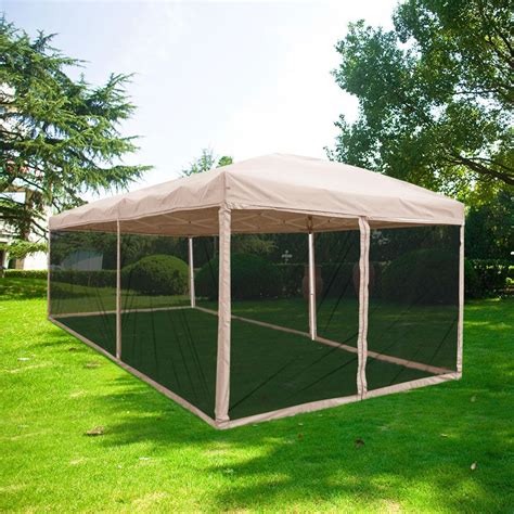 Quictent 10x20 Ez Tan Pop up Canopy with Netting Gazebo Mesh Side Wall ...