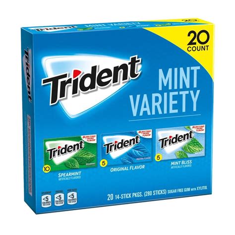 Product of Trident Mint Sugar-Free Gum Variety Pack 20 Pk. 14 Ct ...