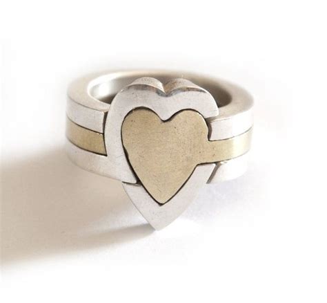 Heart puzzle ring || 3 Piece || Sterling silver & Brass || Unisex ...