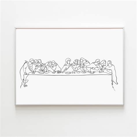 The Last Supper Wall Art Christian Modern Line Art Jesus - Etsy Singapore