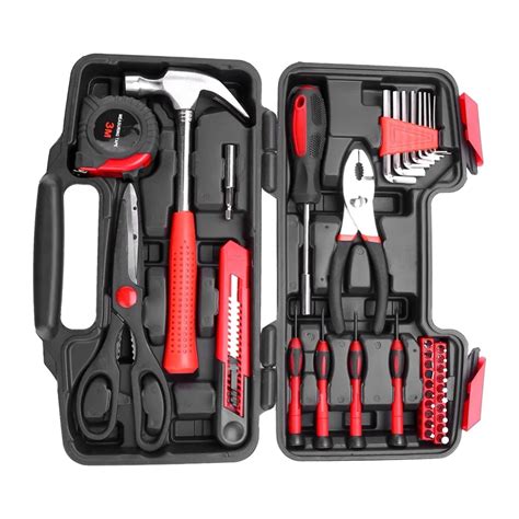 38 Piece DIY Household Home Hand Tool Set Kit Box Hammer Pliers ...