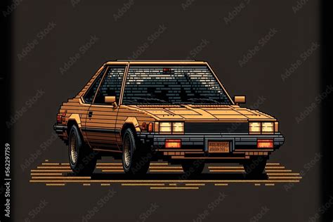 Pixel art old car, background in retro style for 8 bit game, Generative ...