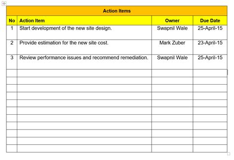 Free Action Item Tracker Excel Template