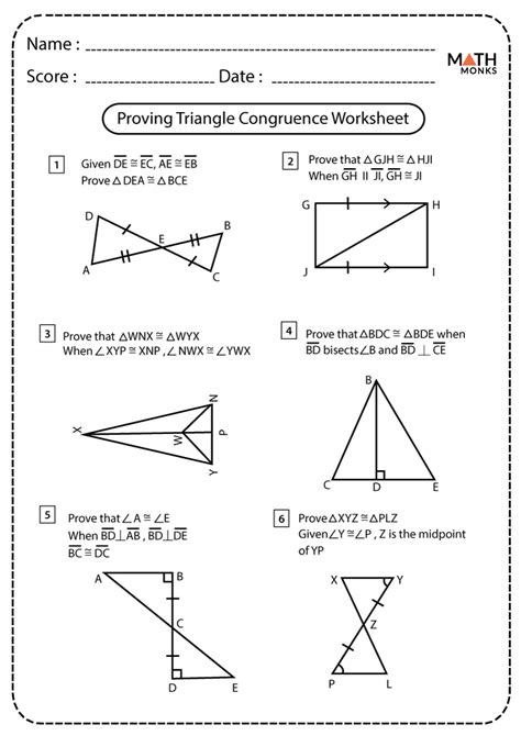 Triangle Congruence Theorem Worksheet