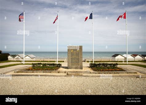 World War 2 Liberation memorial at D Day Sword Beach, Luc Sur Mer Stock ...