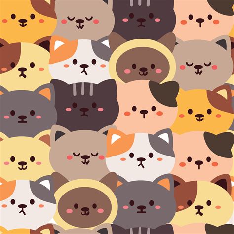 seamless pattern cartoon cat. cute animal wallpaper for gift wrap paper ...