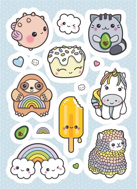 Kawaii Stickers A6 Vinyl Sticker Sheets Cute Stickers - Etsy Singapore