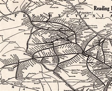 1926 Antique READING RAILWAY Map Central Railroad of New - Etsy | Horse ...