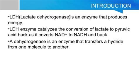 Lactate dehydrogenase enzyme