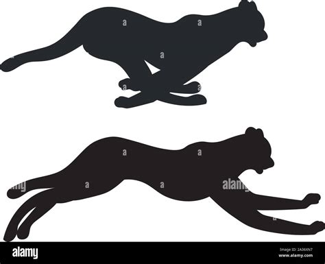 Stylized cheetah silhouette in running pose design illustration Stock ...