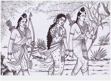 Ram - Seeta and laxman | Sketches, Rangoli designs, Rangoli painting