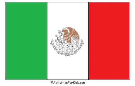 Mexican Flag Coloring Page Cinco de Mayo Craft | Mexican flag colors ...