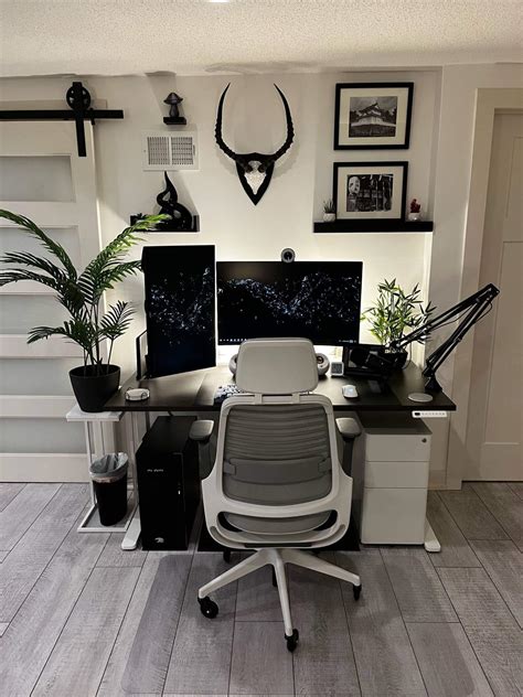 Black and White Minimalist Workspace