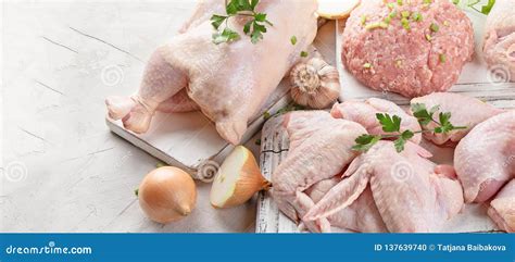 Different Types of Fresh Chicken Meat Stock Photo - Image of breast ...