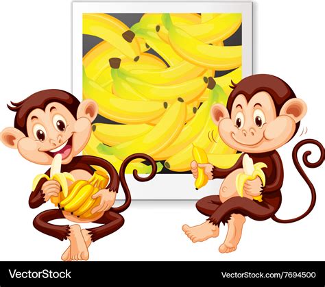 Two Monkeys Eating Bananas