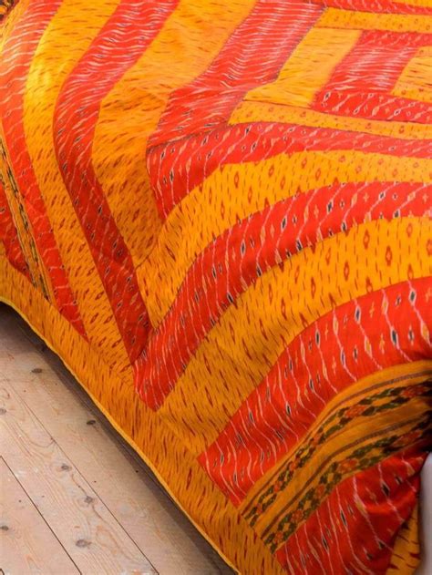 Silk ikat patchwork Indian Bedspread - Gold | Indian bedspread ...