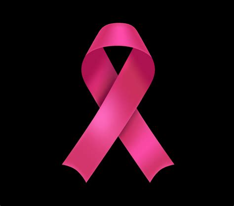 Breast cancer awareness symbol. Pink ribbon isolated on black ...