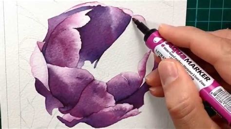 Painting a Purple Tulip with watercolour markers - Aquamarker tutorial ...