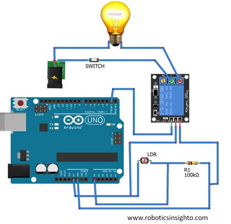 DIY Night Light automatic turn ON and OFF using Arduino, Relay and LDR