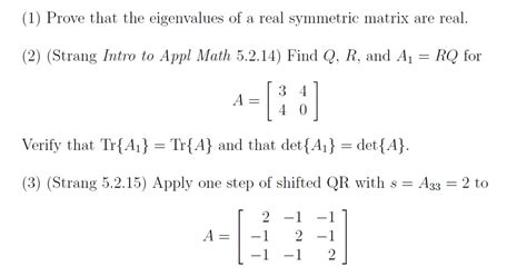 Prove that the eigenvalues of a real symmetric matrix | Chegg.com