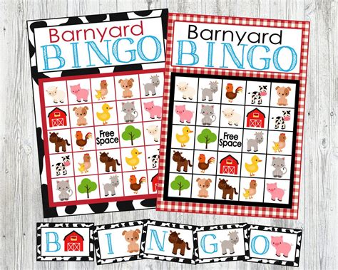 Barnyard Bingo Printable Farm Animal Bingo Game. 12 Card - Etsy