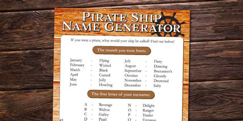 Cool Pirate Ship Names Generator | Talk Like a Pirate Day