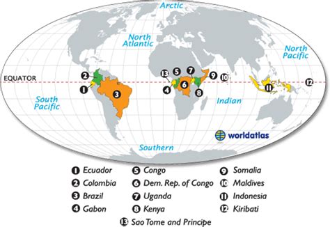 World Map Showing Equatorial Regions – The World Map