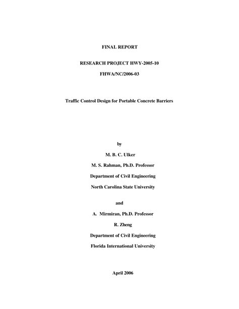 (PDF) Design for Traffic Control Portable Concrete Barriers