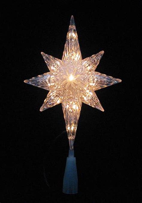 11" Lighted Clear Crystal Star of Bethlehem Christmas Tree Topper ...