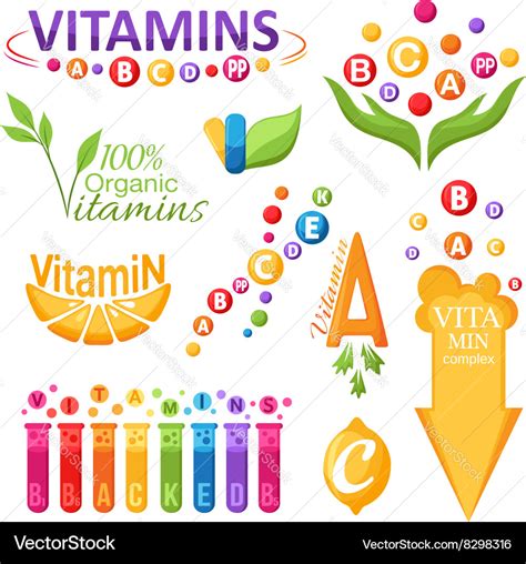 Vitamins Symbols Emblems And Icons For Design Vector Image | SexiezPicz ...