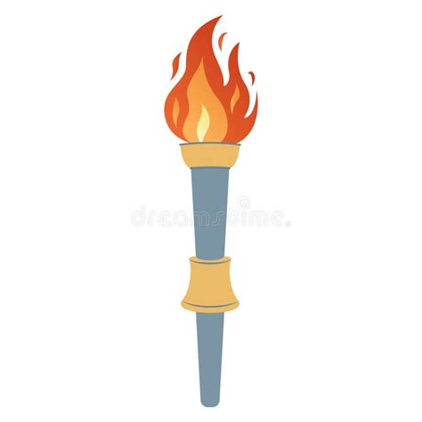 Torch with Burning Fire in Flat Design Stock Vector - Illustration of ...