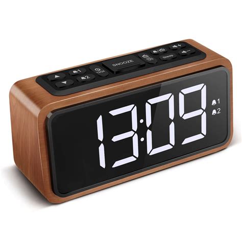 Alarm Clock Radio, Wooden Clock Radios for Bedrooms, Loud Radio Alarm ...